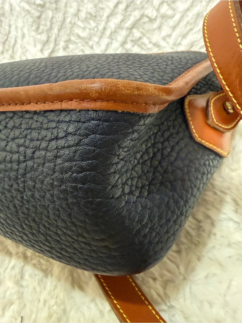 Vintage Dooney & Bourke Navy and Brown Leather Crossbody Bag with Wallet